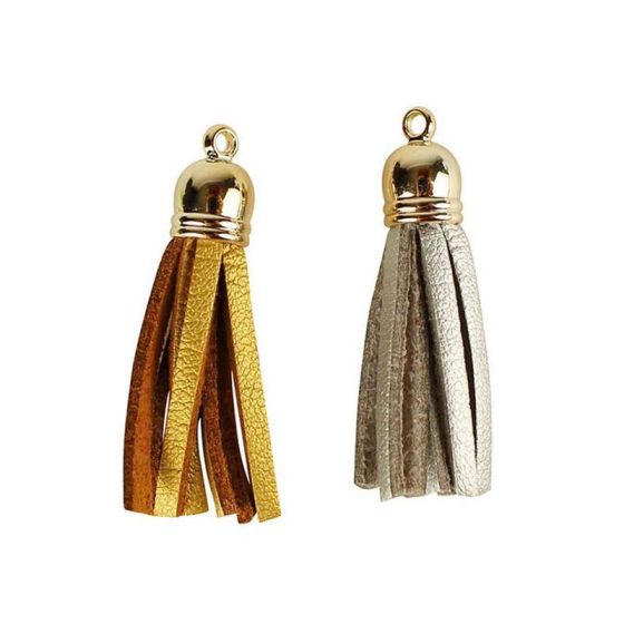 Pompons Cuir Synthétique Or Argent 4 cm - 8 | Art & Loisirs