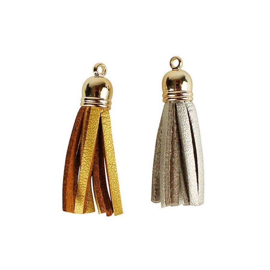Pompons Cuir Synthétique Or Argent 4 cm - 8 | Art & Loisirs