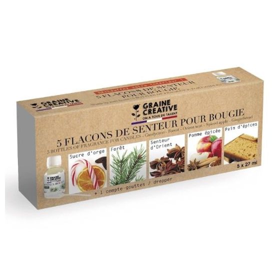 Lot x5 Flacons 27 ml - Senteurs pôur Bougie + Compte-gouttes
