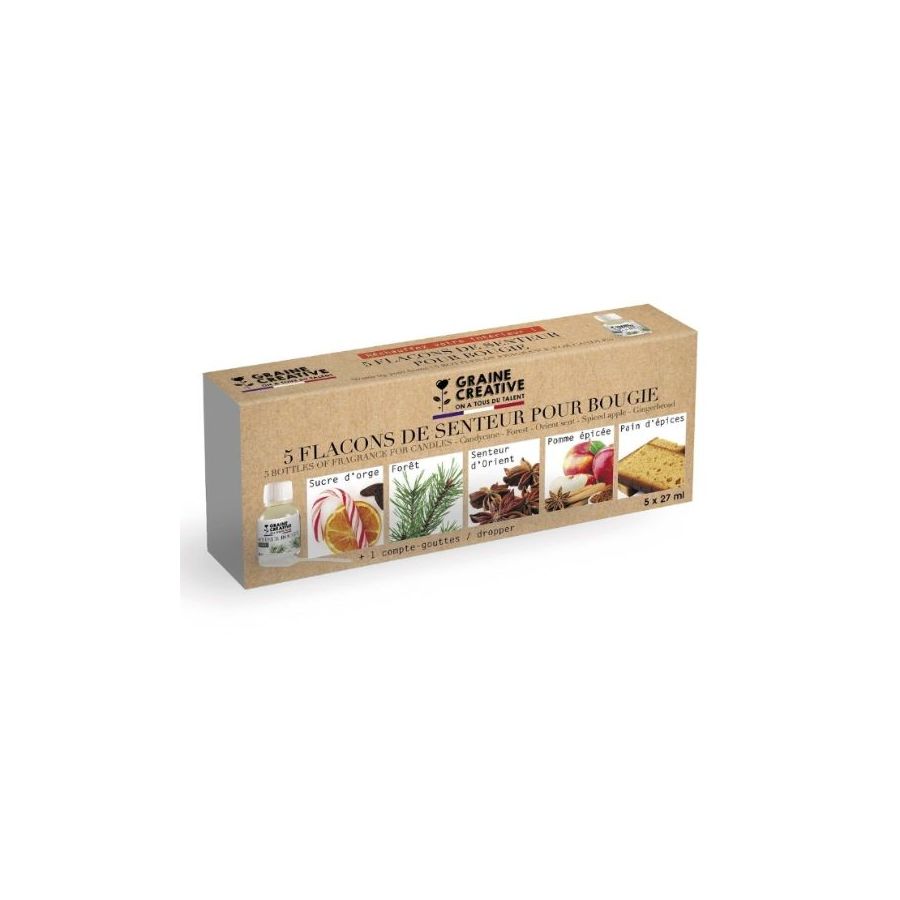 Lot x5 Flacons 27 ml - Senteurs pôur Bougie + Compte-gouttes