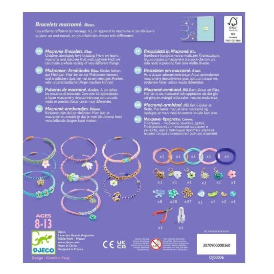 Coffret Bracelets macramé bleus Djeco - Kit | Art & Loisirs