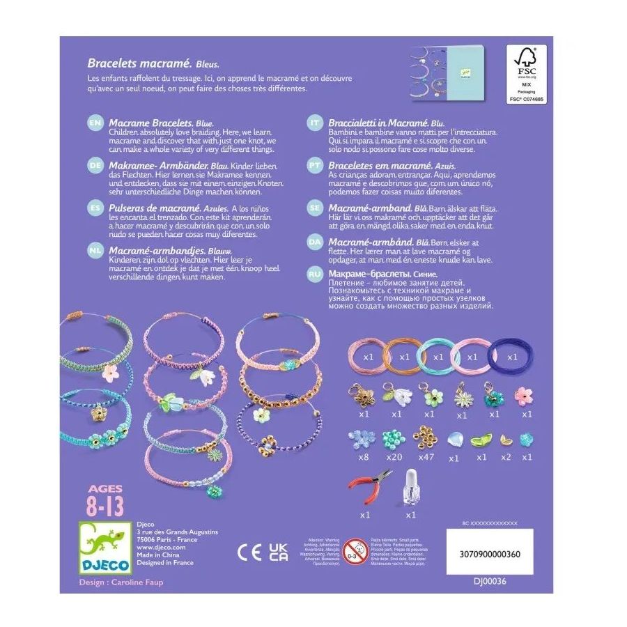 Coffret Bracelets macramé bleus Djeco - Kit | Art & Loisirs