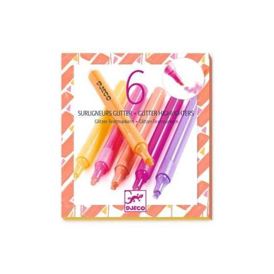 Pochette 6 surligneurs glitter Pamplemousse - Djeco