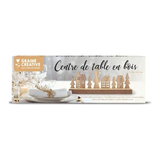 Centre De Table Bois Maisons et Sapins - Noël - 220x85 mm - Graine créative