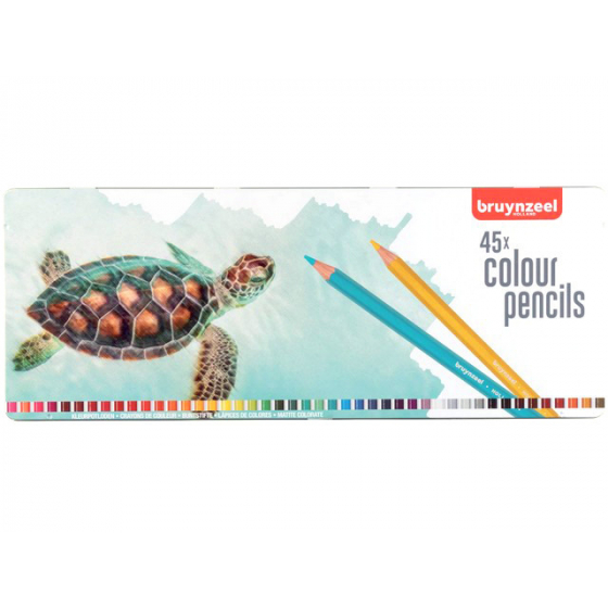 BOITE METAL 45 CRAYONS COULEURS - TORTUE IM#3421
