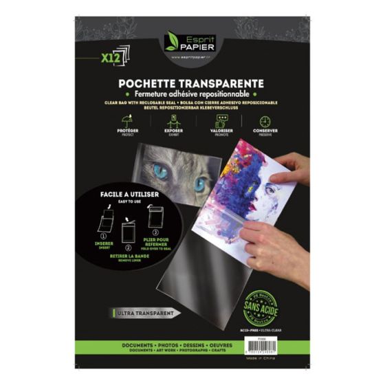 Pochette A4, A5, A3 en carton lustré - fermeture élastique