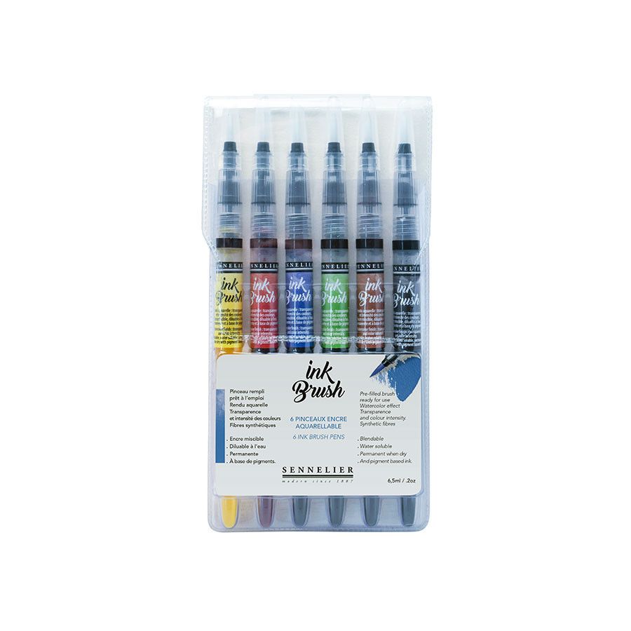Pinceau A Reservoir D'Encre Ink Brush Set Standard 6 Couleurs