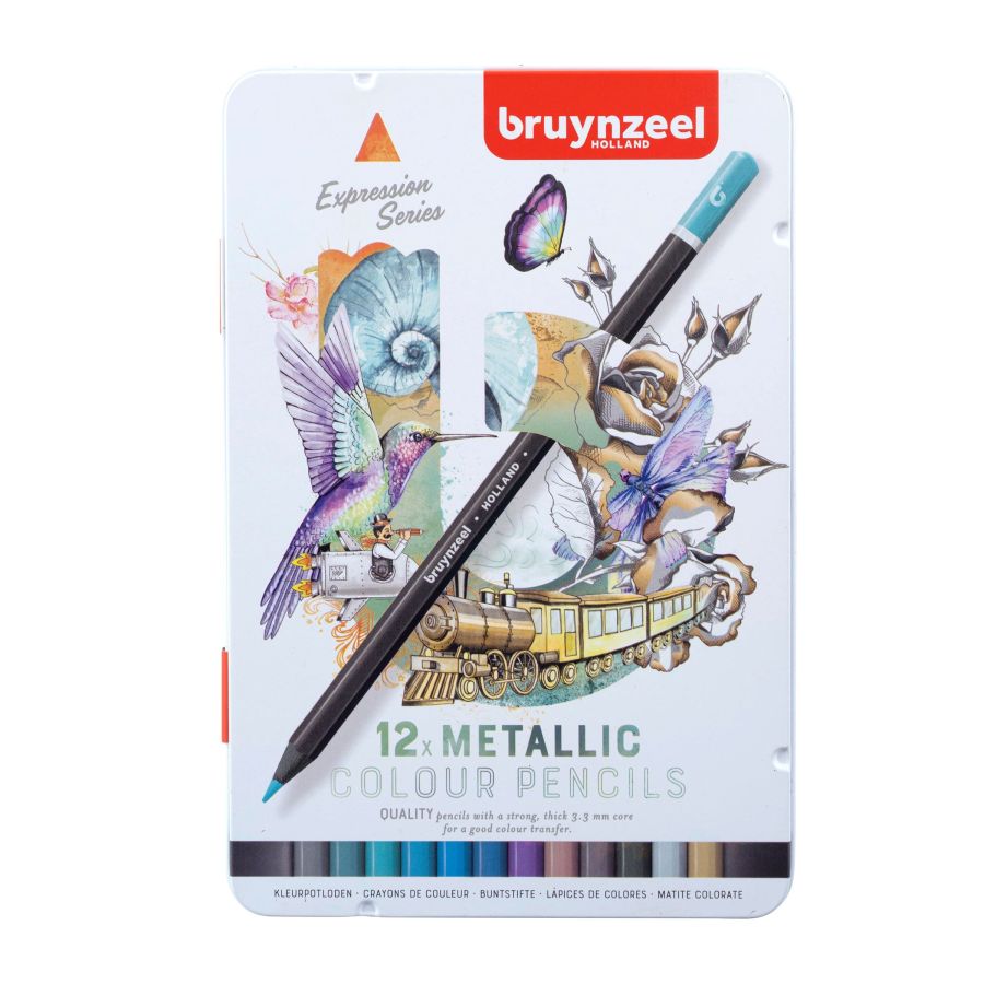 Boite Metal 12 Crayons Couleurs Expression - Teintes Metalliques Boite Metal 12 Crayons Couleurs Expression - Teintes Metalliques