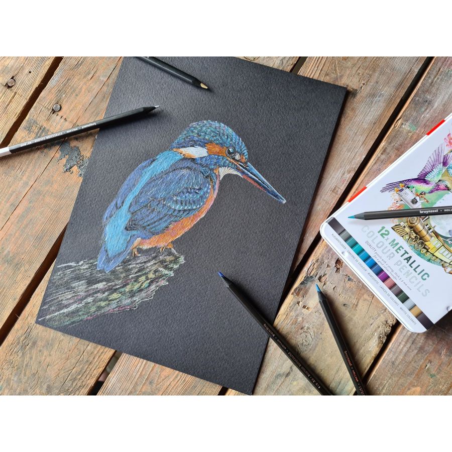 Boite Metal 12 Crayons Couleurs Expression - Teintes Metalliques