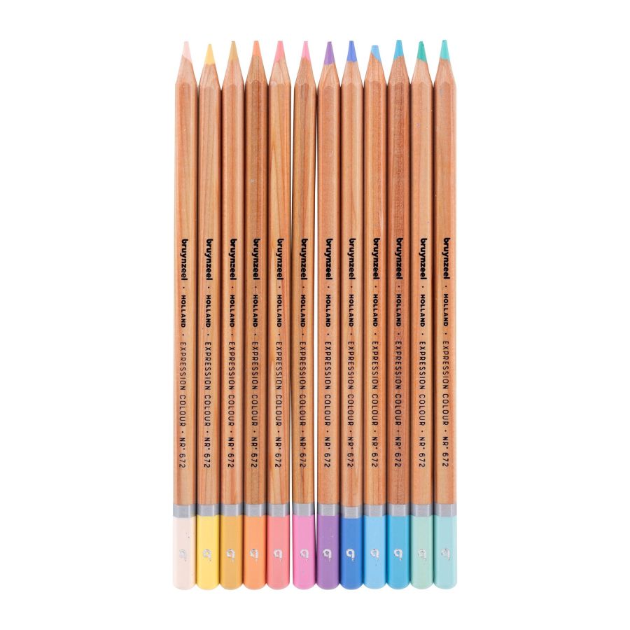 Boite Metal 12 Crayons Couleurs Expression - Teintes Pastel