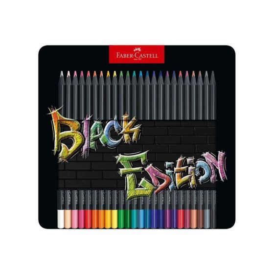 BOITE METAL 24 CRAYONS COULEUR BLACK EDITION FABER CASTELL