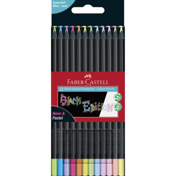 Crayons Black Edition Neon Et Pastel X12 Faber Castell