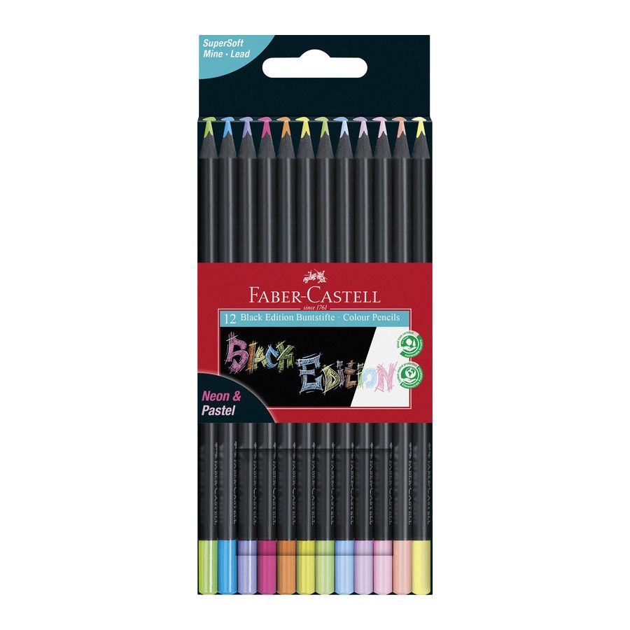 Crayons Black Edition Neon Et Pastel X12 Faber Castell