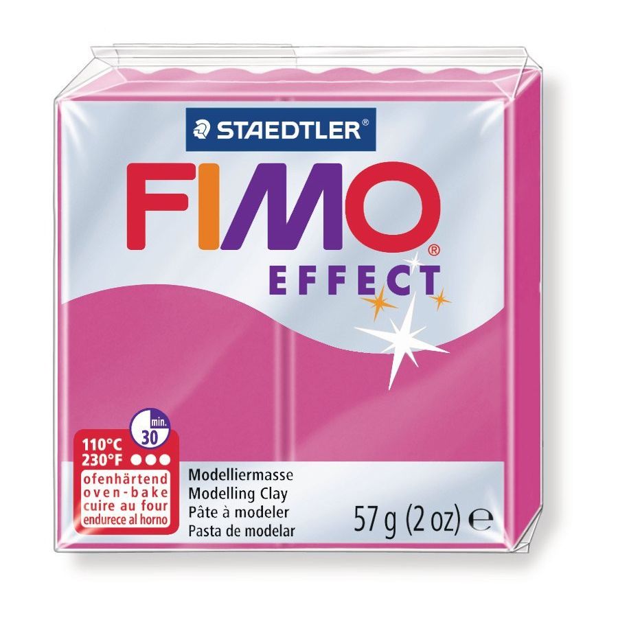 FIMO EFFECT COULEURS TRANSLUCIDES - PAILLETES - METAL - PHOSPHO Couleur:RUBIS QUARTZIM#4403