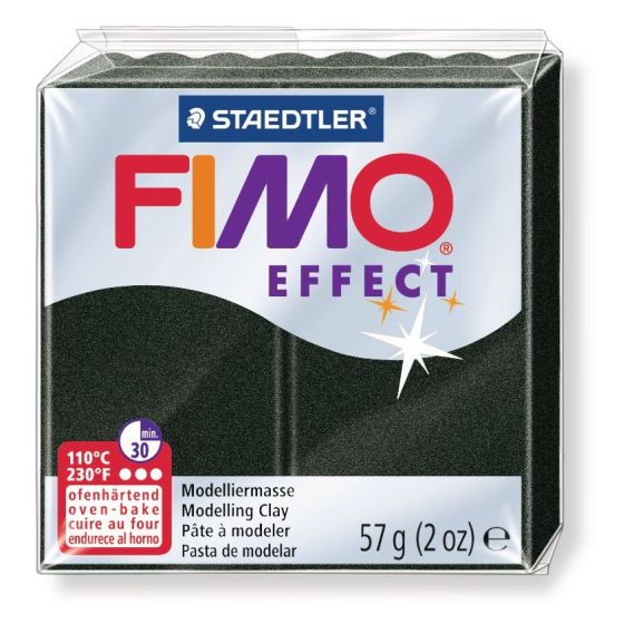 FIMO EFFECT COULEURS TRANSLUCIDES - PAILLETES - METAL - PHOSPHO Couleur:NOIR PERLEIM#4406