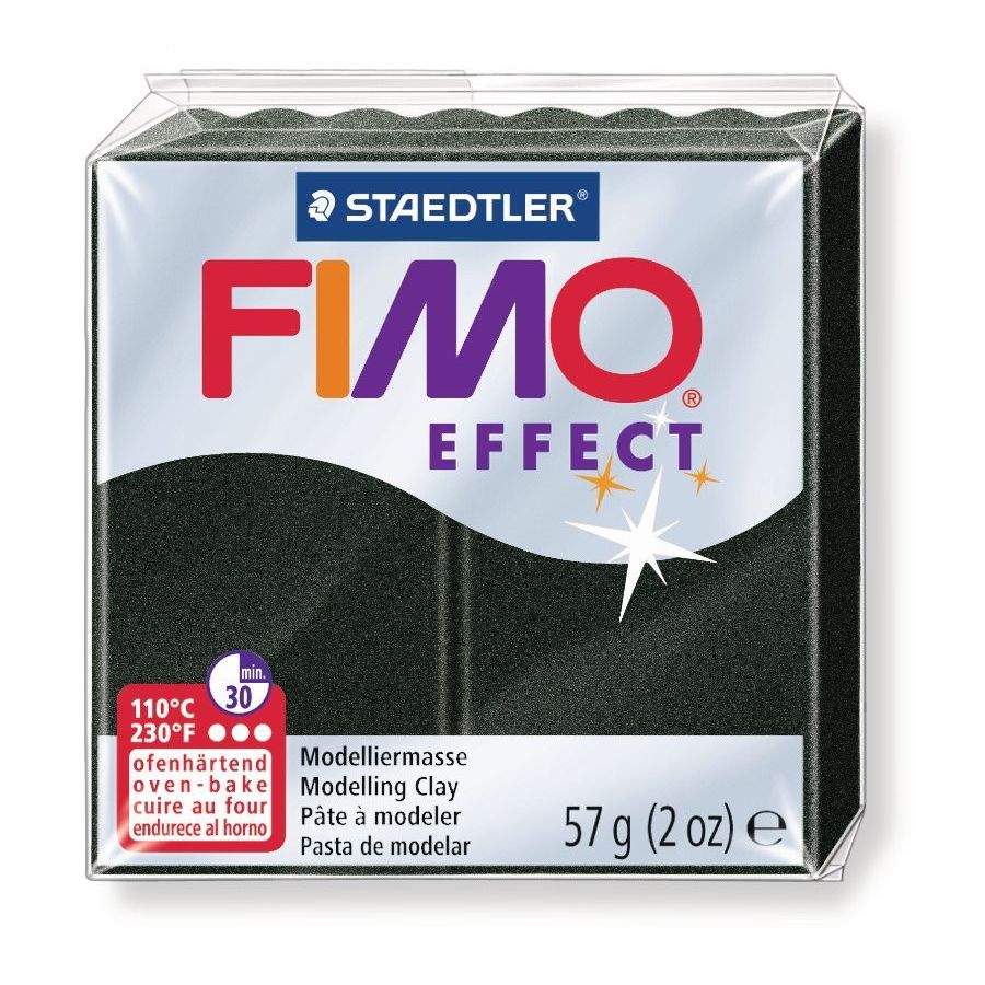 FIMO EFFECT COULEURS TRANSLUCIDES - PAILLETES - METAL - PHOSPHO Couleur:NOIR PERLEIM#4406