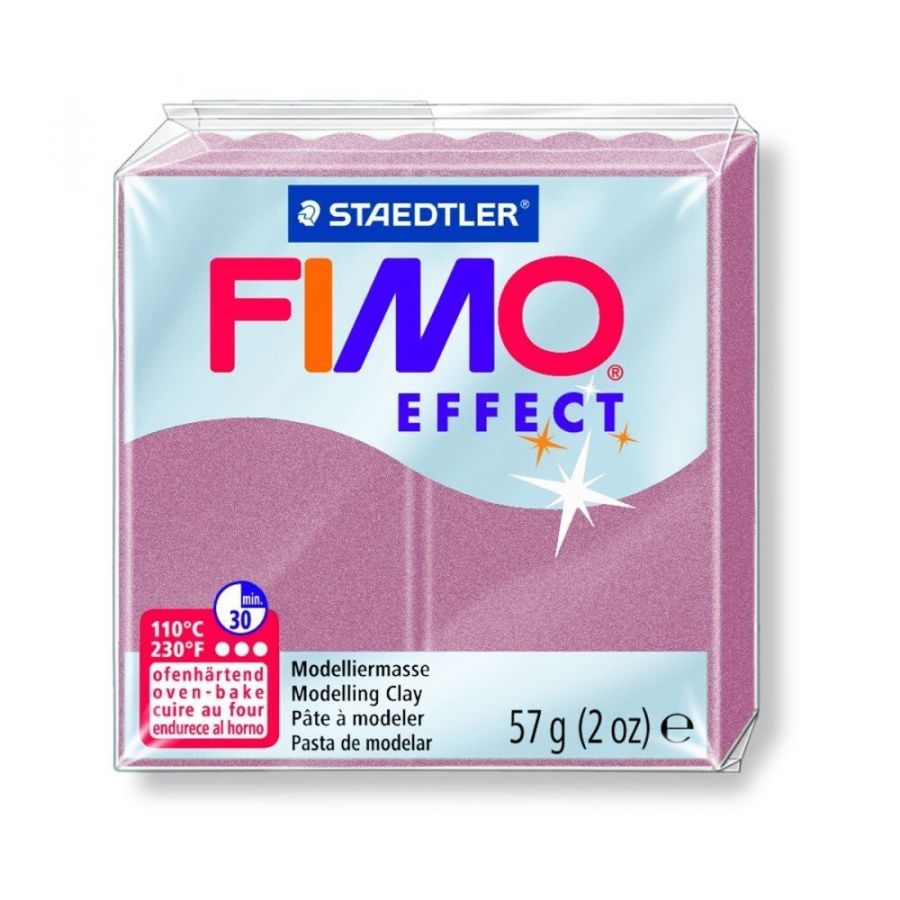 FIMO EFFECT COULEURS TRANSLUCIDES - PAILLETES - METAL - PHOSPHO Couleur:ROSE PERLEIM#4407