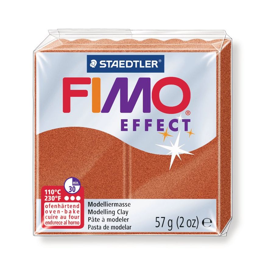 FIMO EFFECT COULEURS TRANSLUCIDES - PAILLETES - METAL - PHOSPHO Couleur:CUIVRE METALLIQUEIM#4413