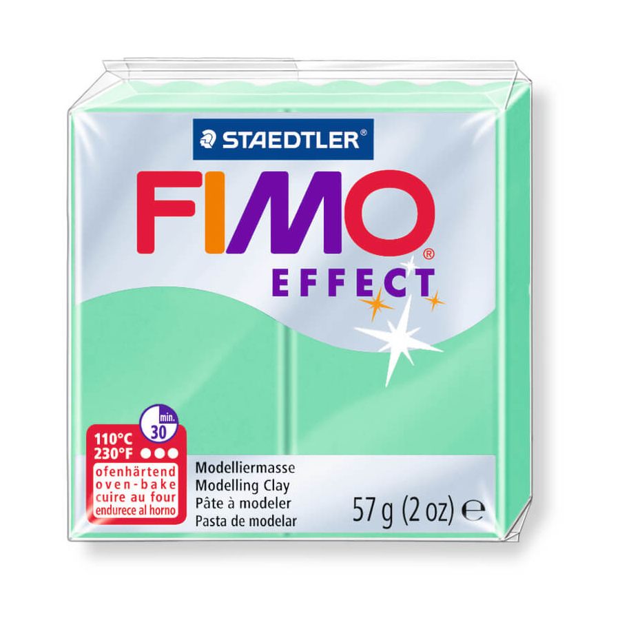 FIMO EFFECT COULEURS TRANSLUCIDES - PAILLETES - METAL - PHOSPHO Couleur:VERT JADE TRANSPARENTIM#4414