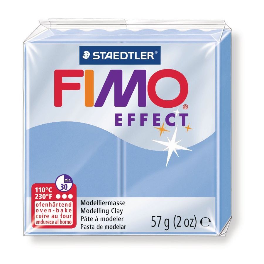 FIMO EFFECT COULEURS TRANSLUCIDES - PAILLETES - METAL - PHOSPHO Couleur:BLEU AGATE TRANSPARENTIM#4415