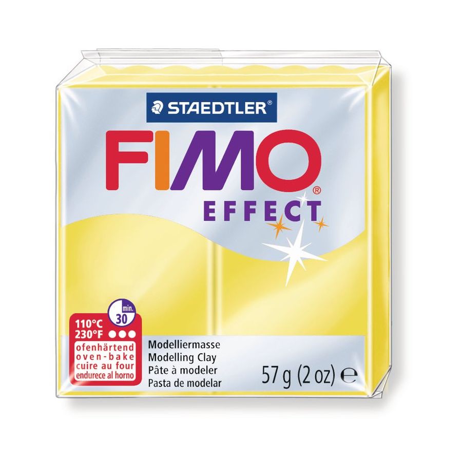 FIMO EFFECT COULEURS TRANSLUCIDES - PAILLETES - METAL - PHOSPHO Couleur:JAUNE TRANSPARENTIM#4416