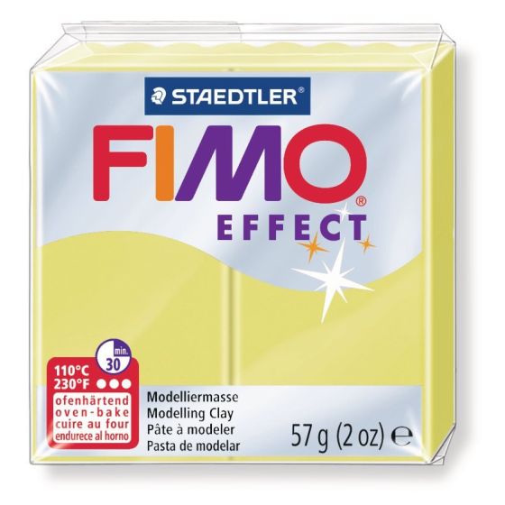 FIMO EFFECT COULEURS TRANSLUCIDES - PAILLETES - METAL - PHOSPHO Couleur:JAUNE CITRON TRANSPARENTIM#4417