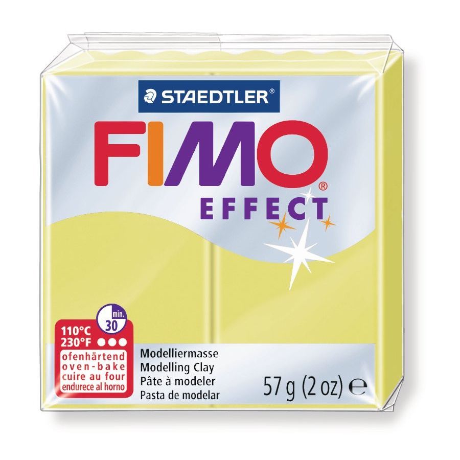 FIMO EFFECT COULEURS TRANSLUCIDES - PAILLETES - METAL - PHOSPHO Couleur:JAUNE CITRON TRANSPARENTIM#4417