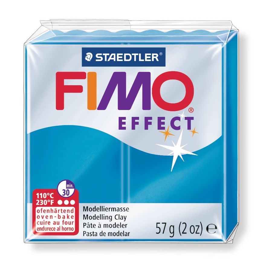 FIMO EFFECT COULEURS TRANSLUCIDES - PAILLETES - METAL - PHOSPHO Couleur:BLEU TRANSPARENTIM#4418