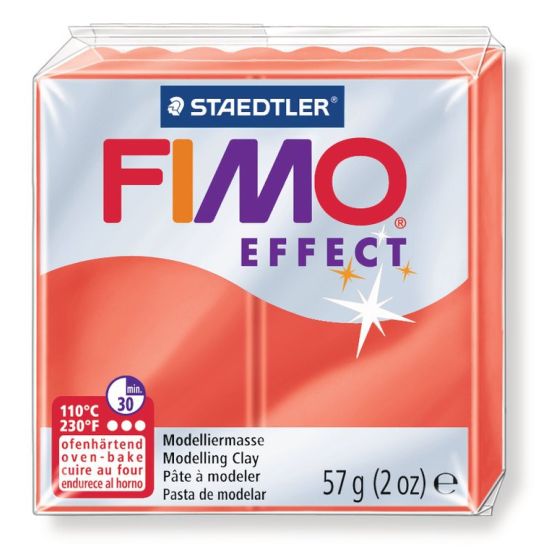 FIMO EFFECT COULEURS TRANSLUCIDES - PAILLETES - METAL - PHOSPHO Couleur:ROUGE TRANSPARENTIM#4419