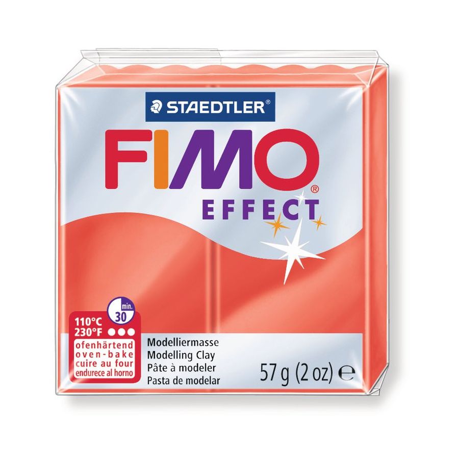 FIMO EFFECT COULEURS TRANSLUCIDES - PAILLETES - METAL - PHOSPHO Couleur:ROUGE TRANSPARENTIM#4419