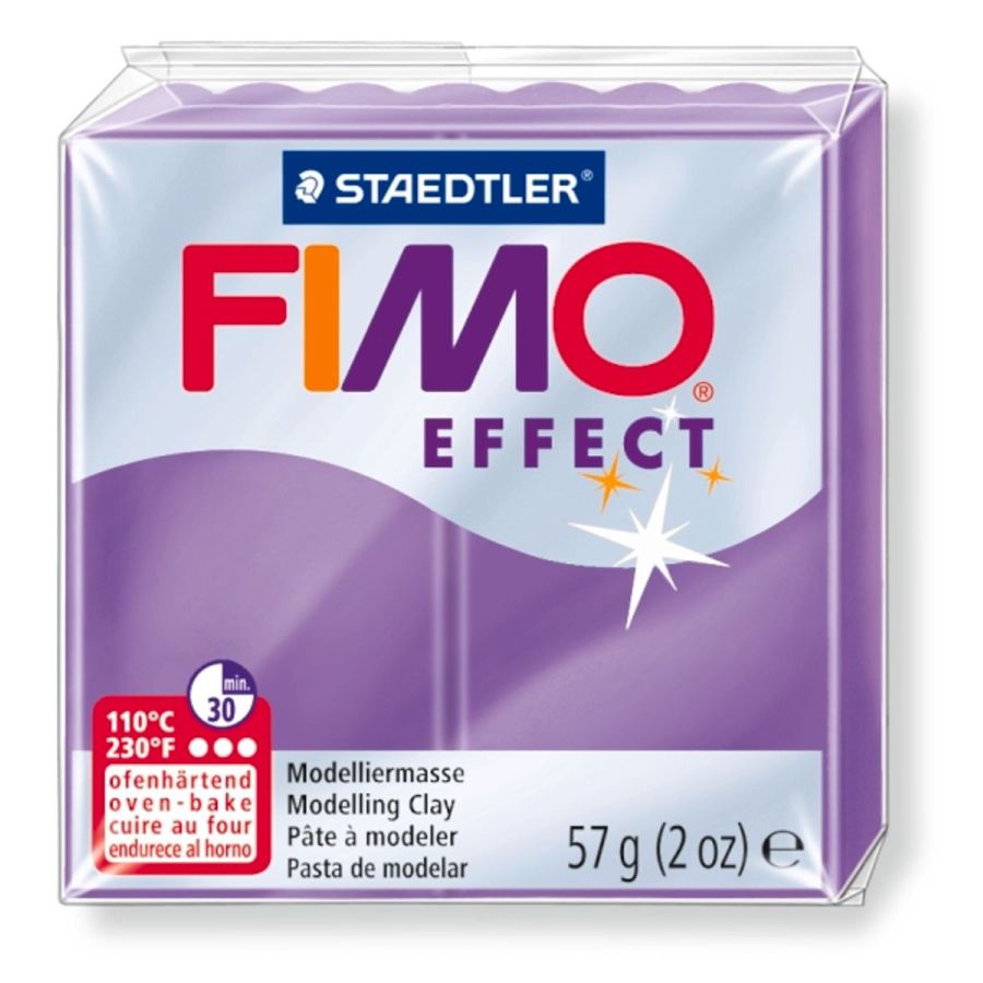 FIMO EFFECT COULEURS TRANSLUCIDES - PAILLETES - METAL - PHOSPHO Couleur:LILAS TRANSPARENTIM#4420