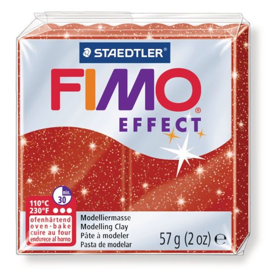 FIMO EFFECT COULEURS TRANSLUCIDES - PAILLETES - METAL - PHOSPHO Couleur:ROUGE PAILLETEIM#4421