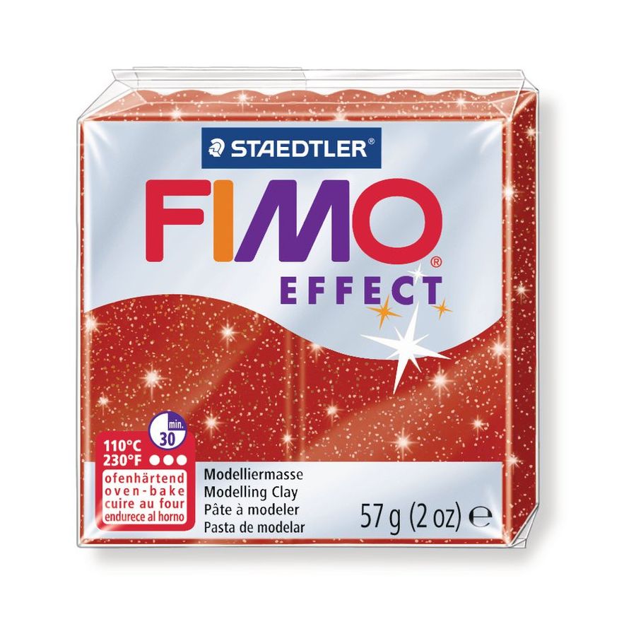 FIMO EFFECT COULEURS TRANSLUCIDES - PAILLETES - METAL - PHOSPHO Couleur:ROUGE PAILLETEIM#4421