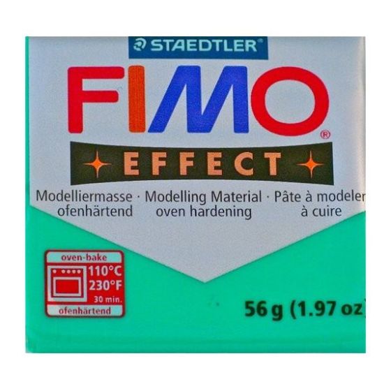 FIMO EFFECT COULEURS TRANSLUCIDES - PAILLETES - METAL - PHOSPHO Couleur:VERT TRANSPARENTIM#4425