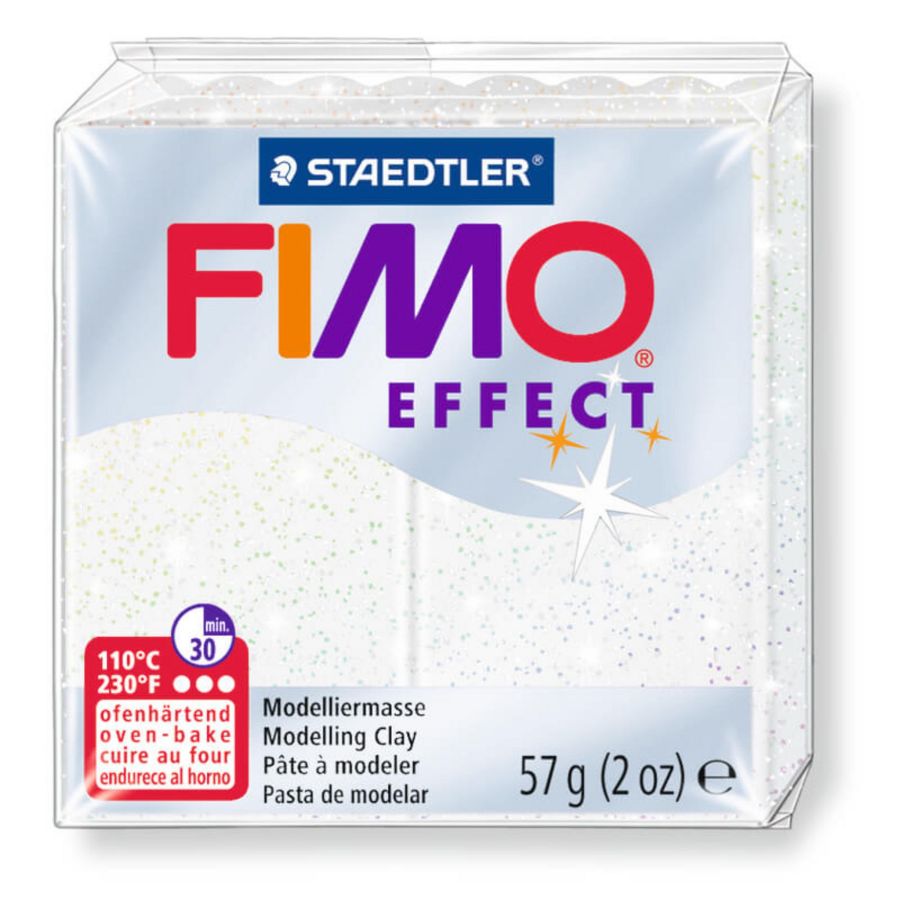 FIMO EFFECT COULEURS TRANSLUCIDES - PAILLETES - METAL - PHOSPHO Couleur:BLANC PAILLETEIM#4428