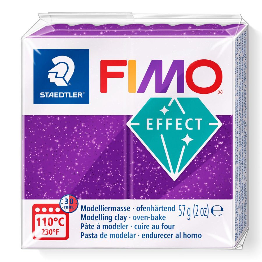 FIMO EFFECT COULEURS TRANSLUCIDES - PAILLETES - METAL - PHOSPHO Couleur:LILAS PAILLETEIM#4429