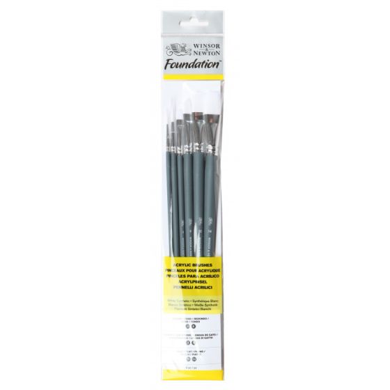 W&N Assortiment 6 Pinceaux Foundation Manche Long 3-6 Et 10-14