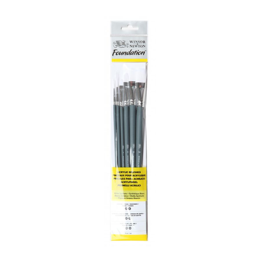 W&N Assortiment 6 Pinceaux Foundation Manche Long 3-6 Et 10-14