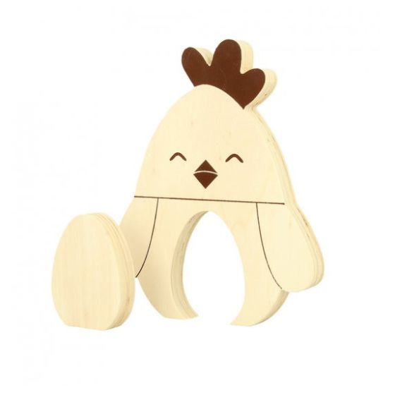 POULE EN BOIS + OEUF 