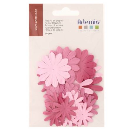 FLEURS PAPIER ROSE 24PCS 