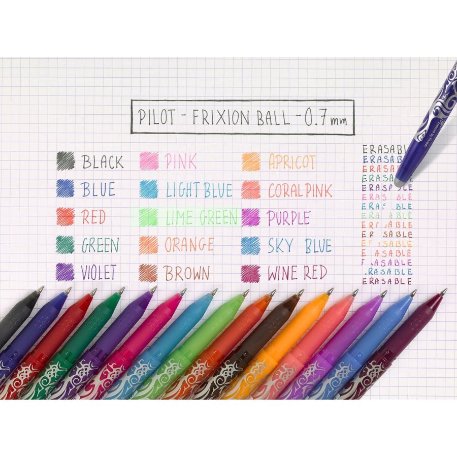 Pilot FriXion Fineliner Stylo feutre encre gel effaçable pointe