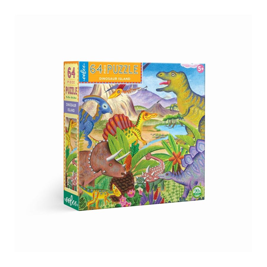 PUZZLE -EEBOO- ILE DES DINOSAURES 64  PCS IM#5909