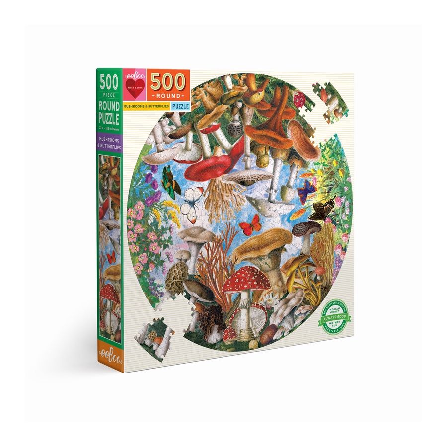 Puzzle - Mushrooms And Butterflies 500 Pieces Puzzle - Mushrooms And Butterflies 500 Pieces