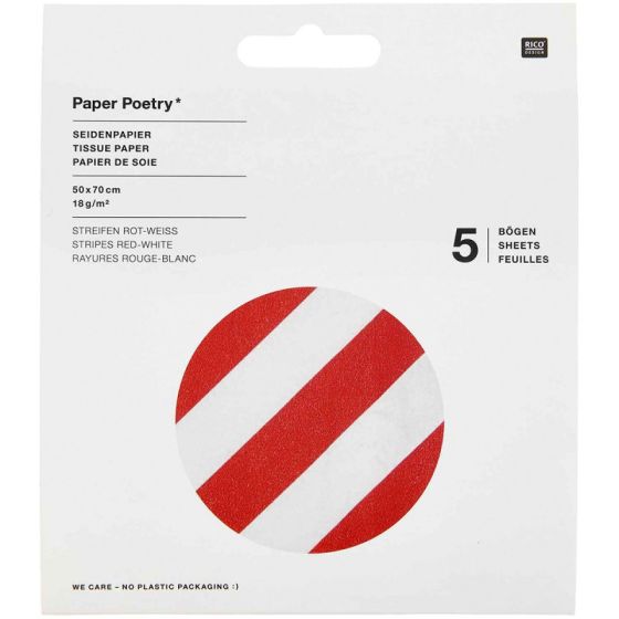 Rico Design - Papier De Soie A Rayures Rouge Et Blanc
