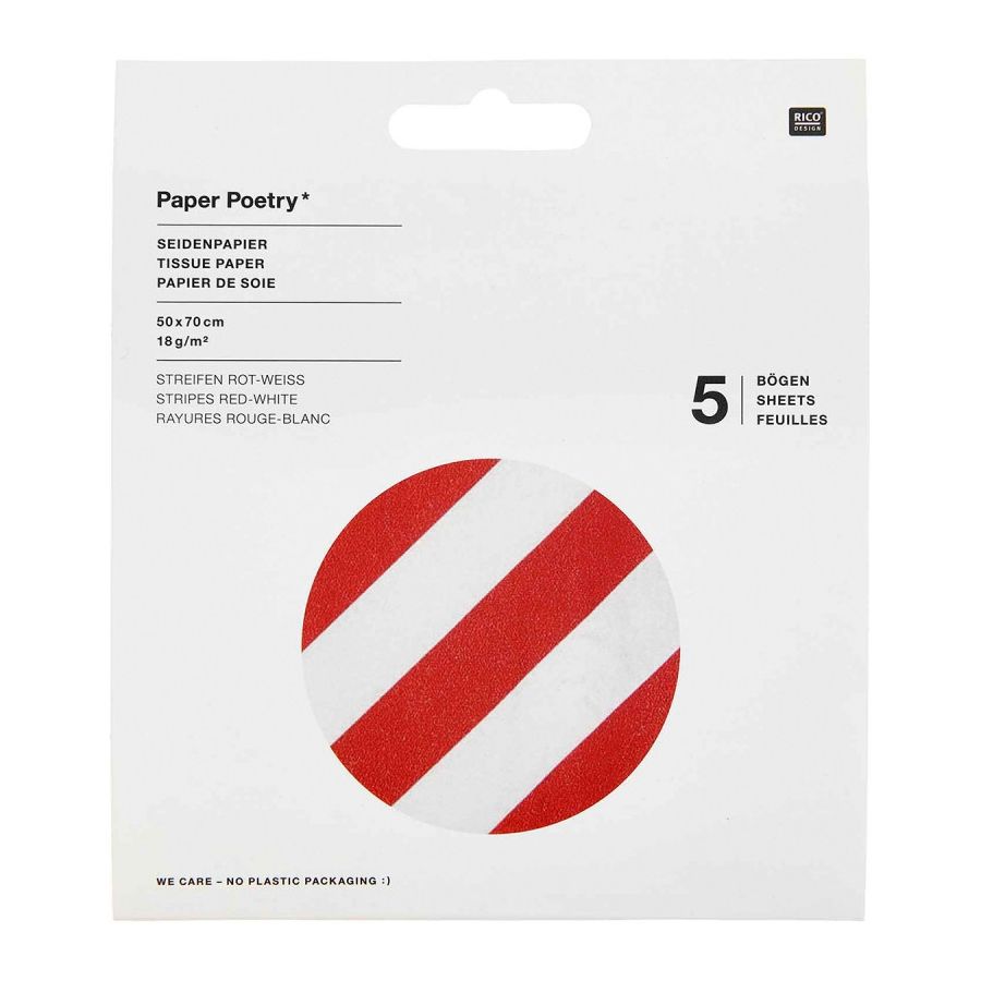 Rico Design - Papier De Soie A Rayures Rouge Et Blanc