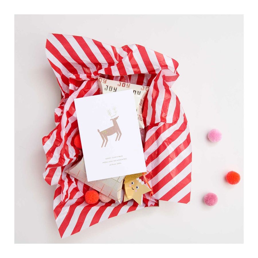 Rico Design - Papier De Soie A Rayures Rouge Et Blanc