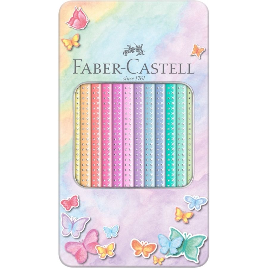 Boite Metal De 12 Crayons Sparkle Couleurs Pastel - Faber Castell