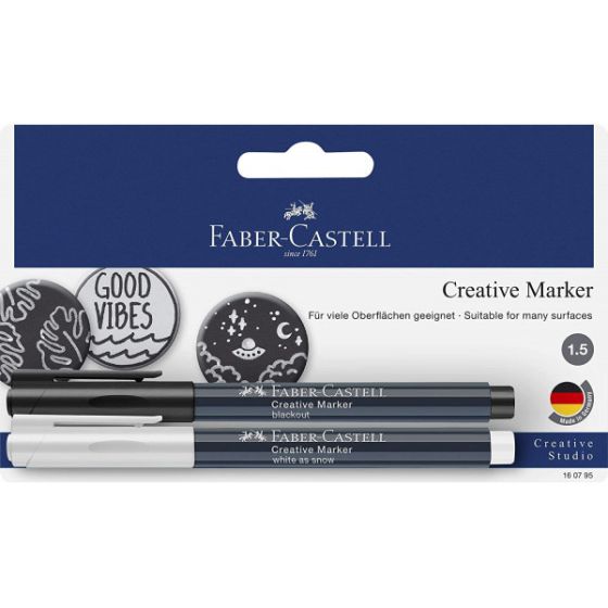 Set 2 Marqueurs Creatifs 1.5Mm Noir & Blanc  - Faber Castell