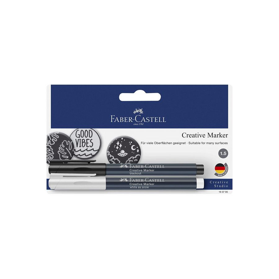 Set 2 Marqueurs Creatifs 1.5Mm Noir & Blanc  - Faber Castell