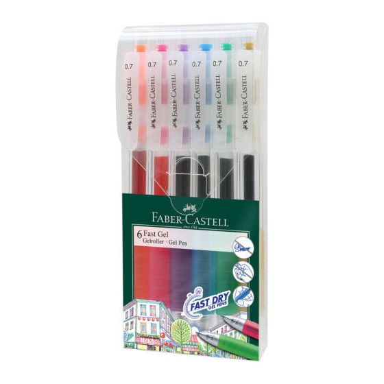 Set De 6 Stylos Fast Gel 0.7 - Faber Castell